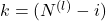 k = (N^{(l)} - i)